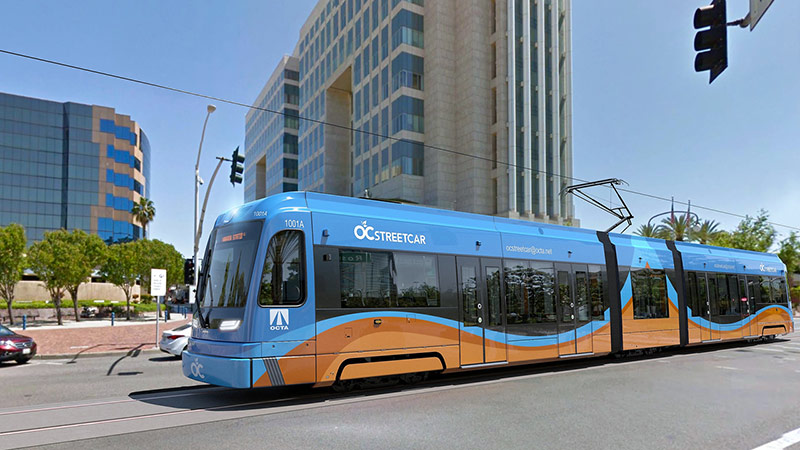Orange County Transportation Authority board members recently awarded a $220.5-million contract to Walsh Construction to build the first modern streetcar in Orange County. (Rendering of the OC Streetcar)
