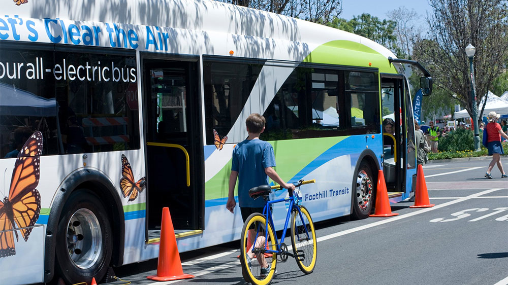 One of more than 30 electric buses in Foothill Transit's fleet.
