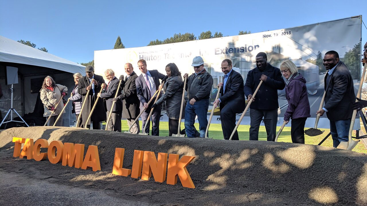 A Nov. 19 groundbreaking ceremony for Sound Transit's Hilltop Tacoma Link Extension.