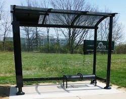 IndyGo bus shelters designed by Tolar Manufacturing Company in 2017.