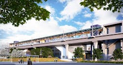 A rendering of a future station along Sound Transit&apos;s Lynnwood Link light-rail extension.