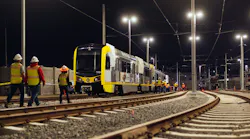 New cars are delivered to LACMTA's Southwestern Yard where they will begin testing before going into service on the Crenshaw/LAX Line.