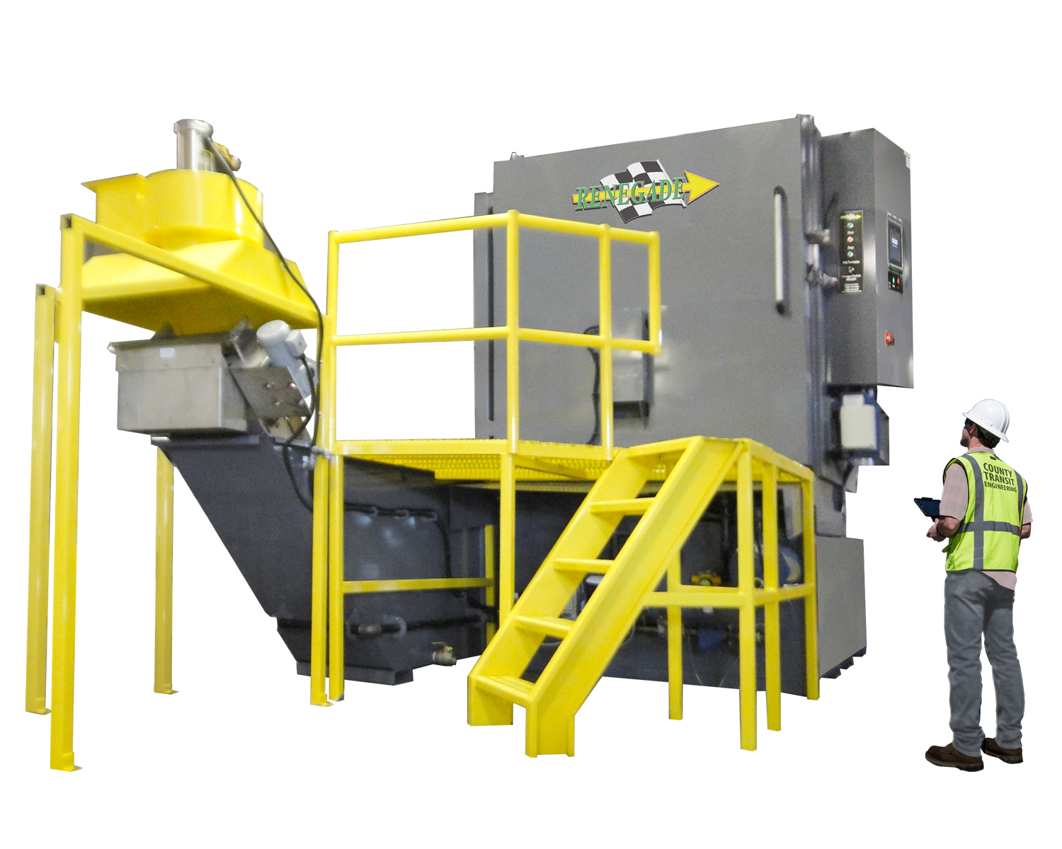 The Renegade FL 9000 6048 Front Load Pit Mount Parts Washer is a customized heavy-duty solvent-free solution for transit and fleet maintenance cleaning operations.