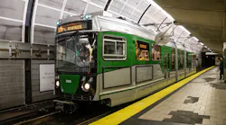 The first of 24 new Green Line vehicles entered service at MBTA's North Station.