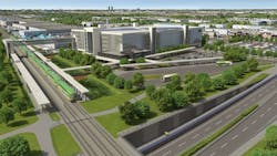 A rendering of the future GO RER Rutherford Station. A rendering of the future GO RER Rutherford Station.