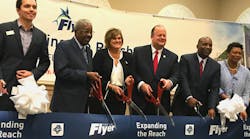 FTA Acting Administrator K. Jane Williams, center, joins representatives from the Jacksonville Transportation Authority at the launch of First Coast Flyer Bus Rapid Transit Red Line.