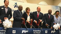 FTA Acting Administrator K. Jane Williams, center, joins representatives from the Jacksonville Transportation Authority at the launch of First Coast Flyer Bus Rapid Transit Red Line. FTA Acting Administrator K. Jane Williams, center, joins representatives from the Jacksonville Transportation Authority at the launch of First Coast Flyer Bus Rapid Transit Red Line.