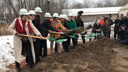 Regional partners help break ground Nov. 30 on the 14.5-mile extension of the Green Line known as Southwest LRT. The ceremony used green shovels to represent the Green Line.
