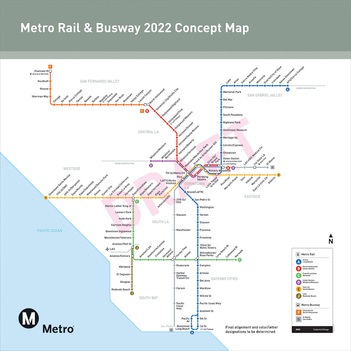 La Metro Map 2020 L.A. Metro Board approves renaming routes with colors and letters 