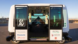 The 61AV vehicle side entrance with open doors. The 61AV vehicle side entrance with open doors.