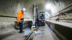 Rails being installed with in one of the Northgate extension's tunnels. Rails being installed with in one of the Northgate extension's tunnels.
