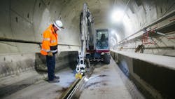 Rails being installed with in one of the Northgate extension&apos;s tunnels.