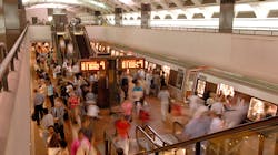 What a typical rush hour scene at the Farragut North Metrorail station on the Red Line looks like. What a typical rush hour scene at the Farragut North Metrorail station on the Red Line looks like.