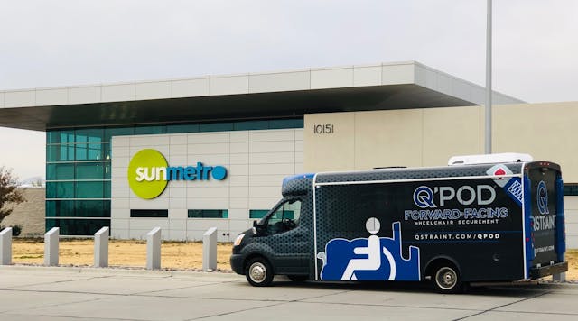 QPOD next to Sun Metro&apos;s headquarters in El Paso, Texas.