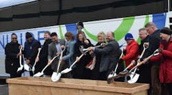 OmniRide broke ground on January 23, 2019 on a facility in Manassas. Participating in the event from left to right were: Tracie Brentley, First Transit; Thomas Boykin, First Transit; Ian Lovejoy, City of Manassas Councilman; Ric Canizales, PWC Transportation Director; Jeanine Lawson, PRTC Member and PWC Brentsville Supervisor; Jennifer Mitchell, NVTA Member and DRPT Director; Ruth Anderson, PRTC Chair and PWC Occoquan Supervisor; Martin Nohe, NVTA Chairman and PWC Coles Supervisor; Norm Catterton, Alternate PRTC Member; Todd Johnson, First Transit General Manager; Bob Schneider, OmniRide Executive Director; Joy Himes, OmniRide transit planner
