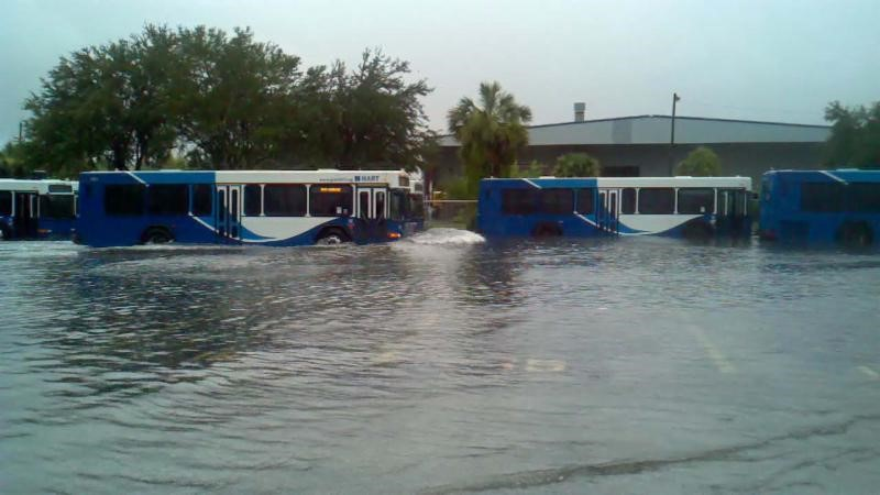 HART buses flooded at 21st Avenue Operations Facility.