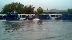 HART buses flooded at 21st Avenue Operations Facility. HART buses flooded at 21st Avenue Operations Facility.