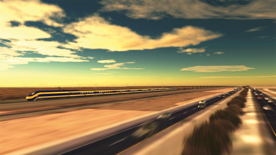 A rendering of what a high-speed train traveling through the Valley would look like.