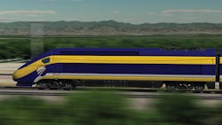 A rendering of the California high-speed rail project in the Central Valley. A rendering of the California high-speed rail project in the Central Valley.