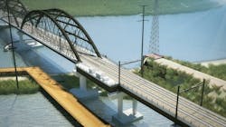 A rendering of what the new Portal Bridge will look like. Amtrak says the bridge will be the first railroad application of a network arch bridge design in North America.