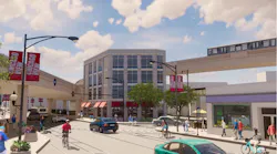 Conceptual rendering of redevelopment on North Clark Street looking south from Roscoe in Chicago.