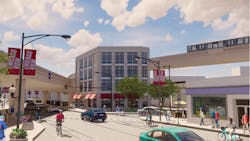 Conceptual rendering of redevelopment on North Clark Street looking south from Roscoe in Chicago. Conceptual rendering of redevelopment on North Clark Street looking south from Roscoe in Chicago.