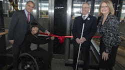 Yves Desjardins-Siciliano, president and CEO of VIA Rail, inaugurated the new Ottawa Station facilities in the presence of Kate Young, Parliamentary Secretary to the Minister of Science and Sport, the Minister of Public Services and Procurement and Accessibility, the Honorable Chantal Petitclerc, Senator, and Jim Tokos, vice-president of the Canadian Council of the Blind.