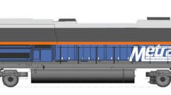 A rendering of the existing EMD SD70MAC freight locomotive which will receive the EMD SD70MACH designation when altered for passenger use.