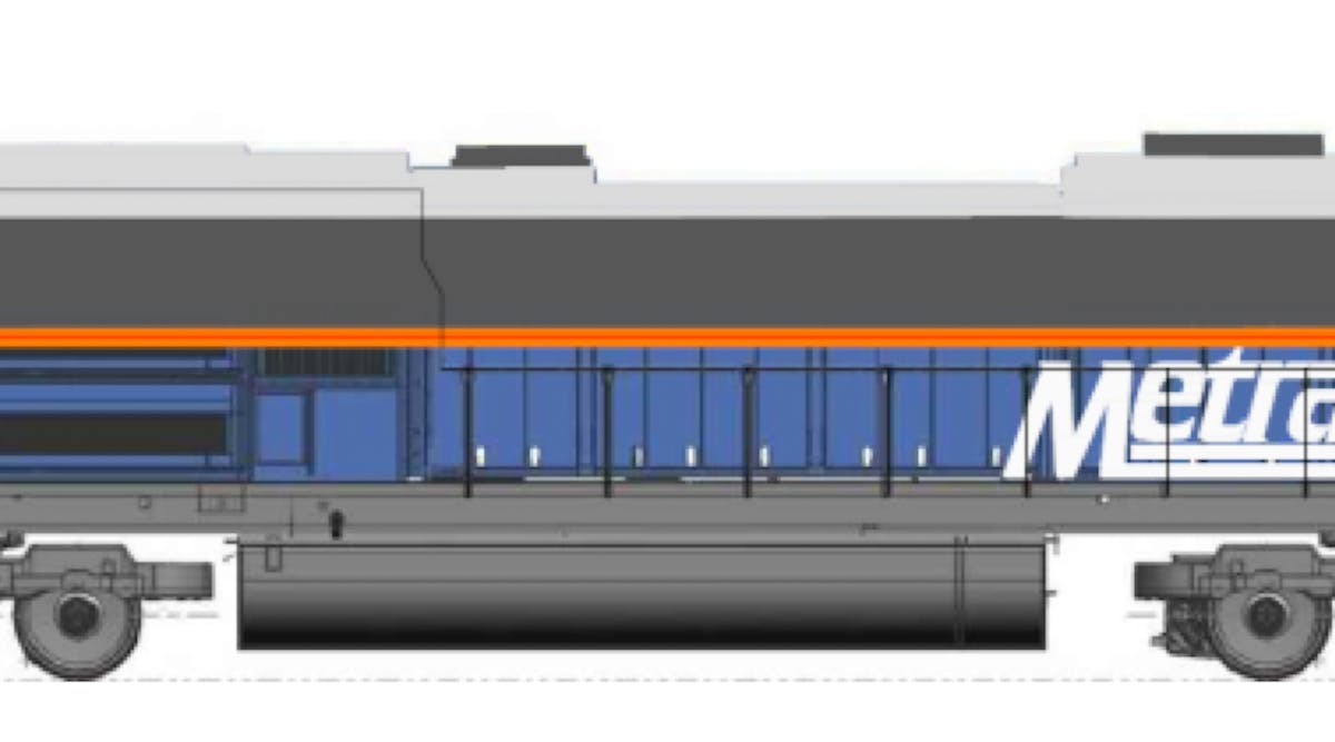 A rendering of the existing EMD SD70MAC freight locomotive which will receive the EMD SD70MACH designation when altered for passenger use.