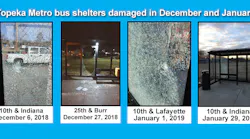 Over the past two weeks, five Topeka Metro bus shelters were vandalized with the glass panels being shot out from the street.