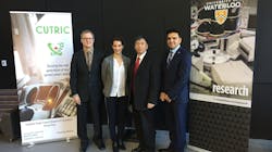 Left to right: Alan Young, Principal Research Engineer-Electrodes Manager, Ballard Power Systems Inc.; Josipa Petrunic, Executive Director &amp; Chief Executive Officer, CUTRIC; Xianguo Li, Professor, Mechanical and Mechatronics Engineering, University of Waterloo; Sanjeev Gill, Associate Vice President, Innovation, University of Waterloo.