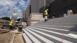 The dome of the U.S. Capitol sits in the background as work occurs for the Cannon Renewal Project in June 2018. The dome of the U.S. Capitol sits in the background as work occurs for the Cannon Renewal Project in June 2018.