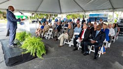 JTA CEO Nathaniel P. Ford Sr., left, remarking on the significance of the 30th Anniversary of the completion of the Dames Point Bridge. JTA CEO Nathaniel P. Ford Sr., left, remarking on the significance of the 30th Anniversary of the completion of the Dames Point Bridge.