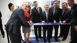 From left to right : Louis Côté, MP Linda Lapointe, Provincial Minister Benoît Charette, Federal Minister François-Philippe Champagne, Mayor Pierre Charron, MP Ramez Ayoub, Martin Larose.
