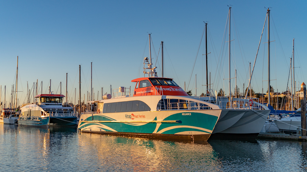 Kitsap Transit's new ferry 'Reliance' docked in front of 'Waterman,' which was launched in February. A third vessel is expected to be launched in the summer of 2019.