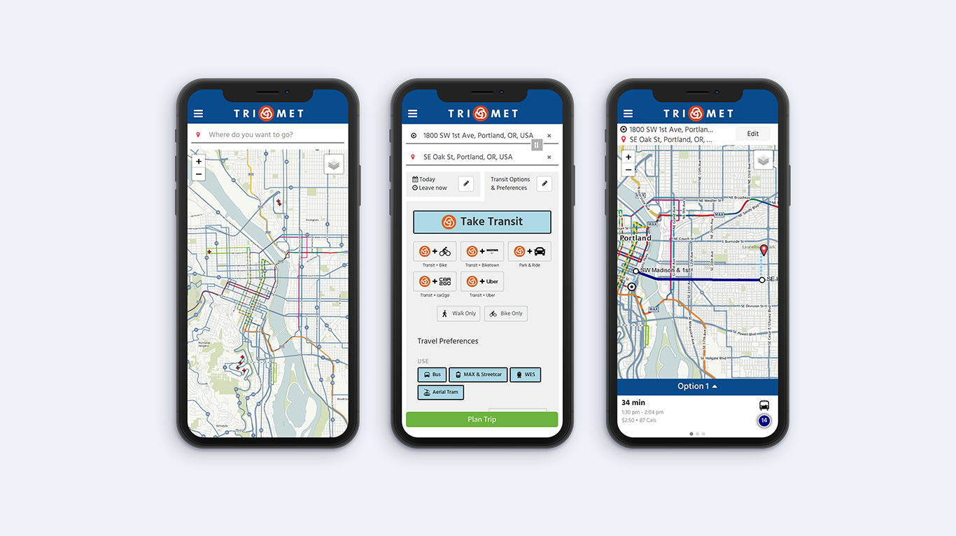 TriMet beta testing trip planner with multiple mobility options Mass