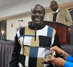 Operator Alvin Wattley accepts the award for 2nd place in the 40 FT bus competition. Operator Alvin Wattley accepts the award for 2nd place in the 40 FT bus competition.
