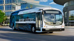 A 40-foot Proterra Catalyst Battery-Electric bus.