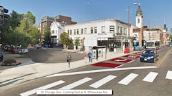 A rendering of the Bus Priority Zone along West Chicago Ave. A rendering of the Bus Priority Zone along West Chicago Ave.