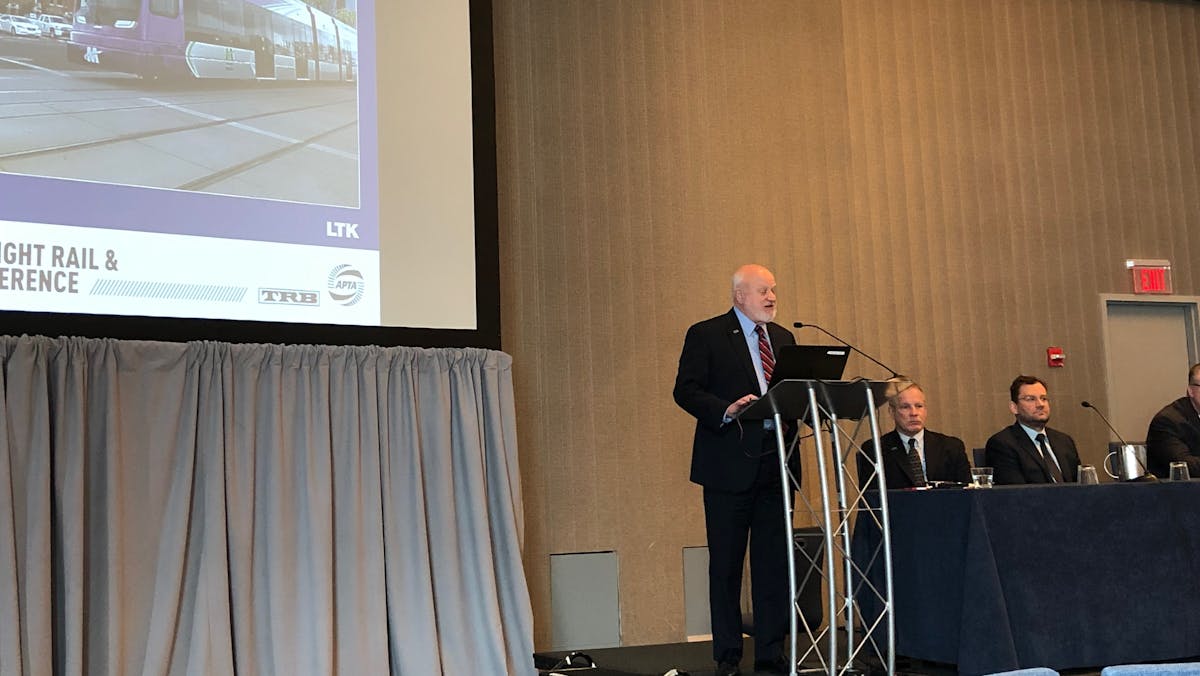 Thomas Furmaniak presided over the opening general session at the 14th National Light Rail &amp; Streetcar Conference.