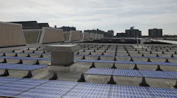A rendering of the roof of MTA's Coney Island Maintenance Facility illustrating what it would look like with solar panels installed.