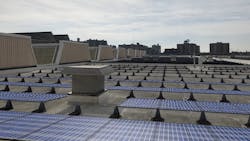 A rendering of the roof of MTA's Coney Island Maintenance Facility illustrating what it would look like with solar panels installed. A rendering of the roof of MTA's Coney Island Maintenance Facility illustrating what it would look like with solar panels installed.