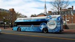 A SARTA HFC bus in Alexandria, Va., as part of a demonstration tour of the greater Washington, D.C., area designed to promote low and no emissions vehicles.