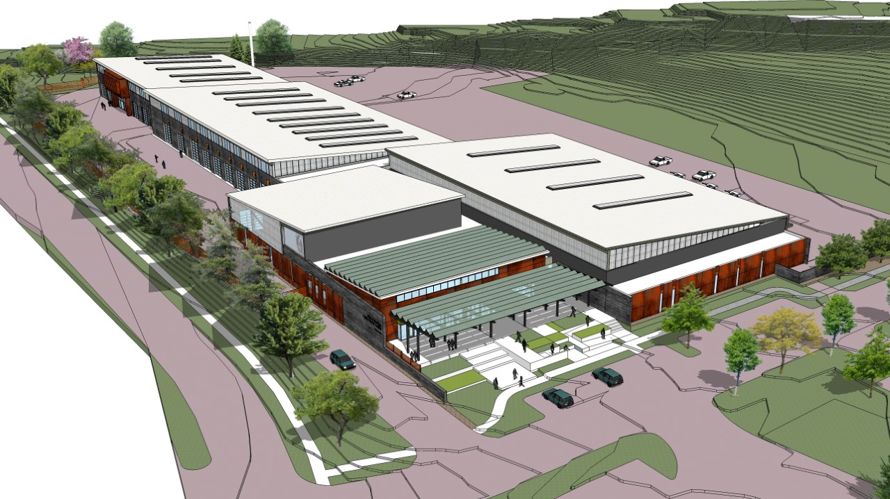 A rendering of the Madison Nakoosa Trail Fleet, Fire and Radio Shops in Madison, Wis.