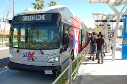 Omnitrans launched its sbX green line service in Loma Linda and San Bernardino on April 28, 2014, as one of the first bus rapid transit (BRT) lines in the nation.