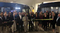 Center: Jeff Nelson, General Manager, MetroLINK, Left from Nelson: Mokhtee Ahmad, FTA Region VII Administrator, Mayor Mike Thoms, city of Rock Island. Right from Nelson: Rep. Cheri Bustos, Mayor Stephanie Acri, city of Moline