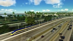 Rendering of HSR train in Mission Bay