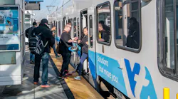 Riders board a train operated by SCVTA