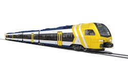 A rendering of the FLIRT trains for the Cotton Belt Rail project in Texas.