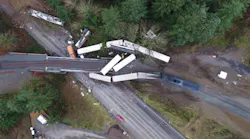An aerial view of the derailment site in 2017.